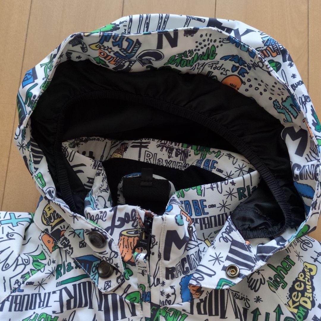 【美品】ミズノ　キッズスキーウェア　　スノーウェア　男女兼用140cm　白派手柄