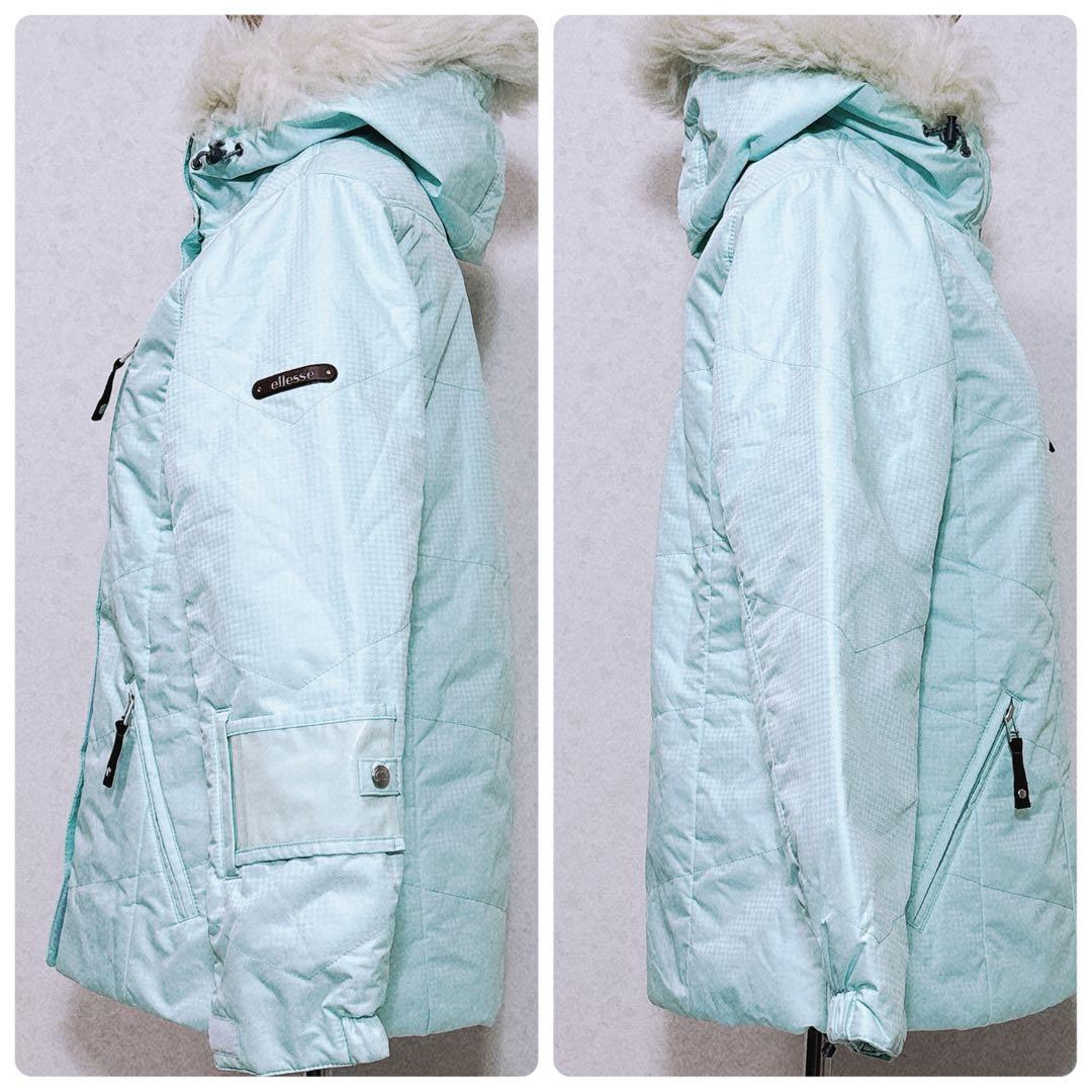 美品 ellesse スキーウェア 上下セット S ミントグリーン ブラウン