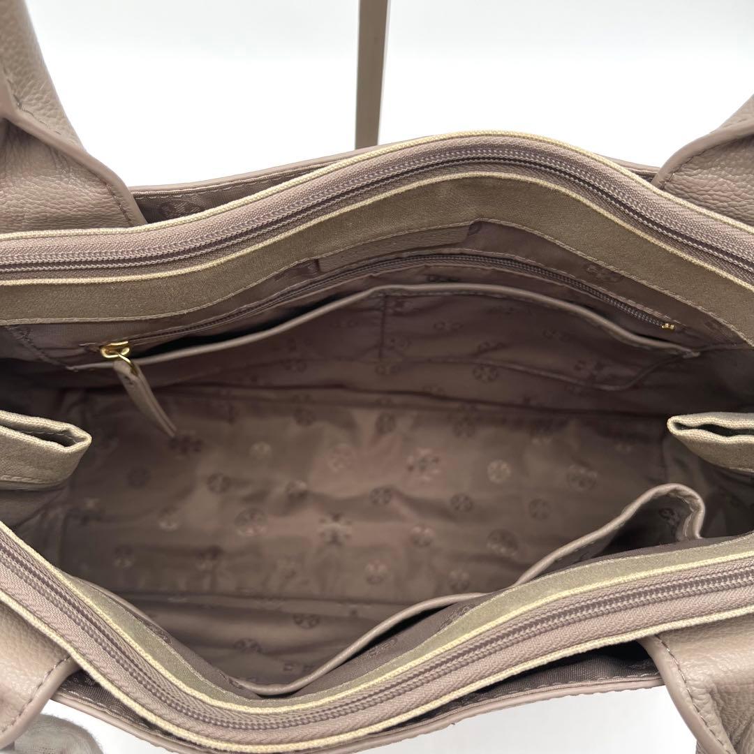 【美品】トリーバーチ ビジネスバッグ トート A4可 グレージュ シボ革 レザー