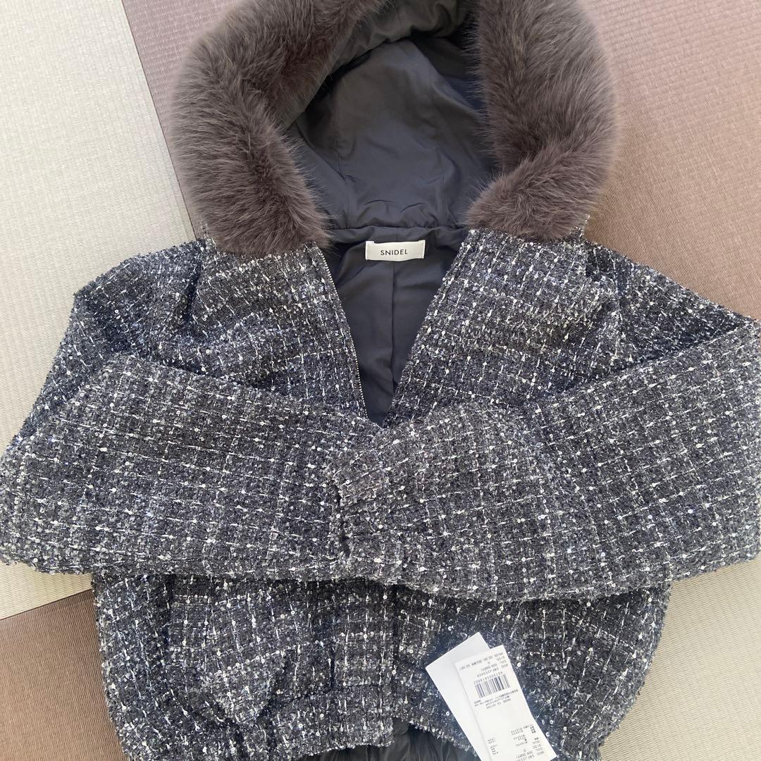 snidel ファー付きツイードブルゾン
