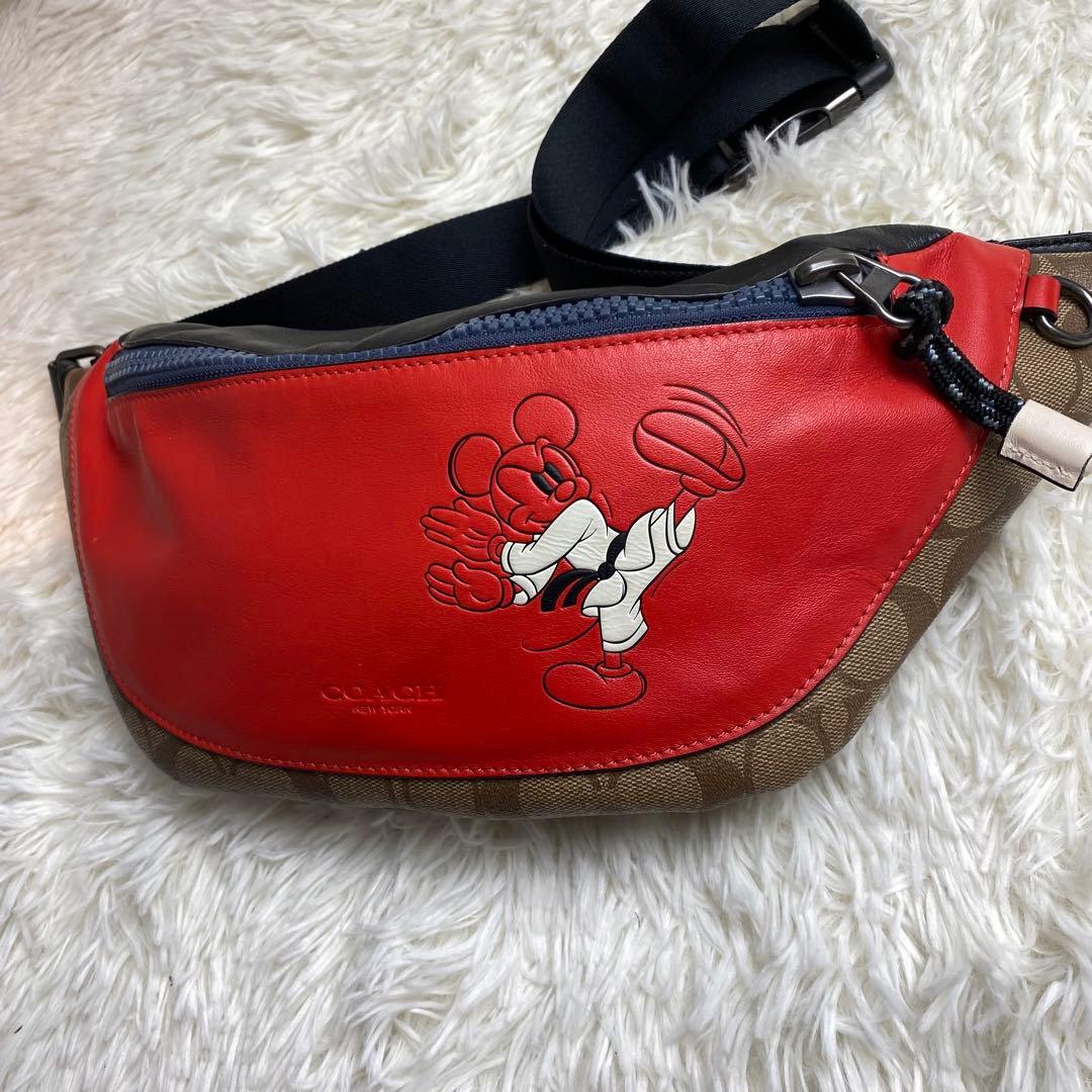 極美品 コーチ ミッキー ディズニー コラボ ボディバッグ 2way レザー