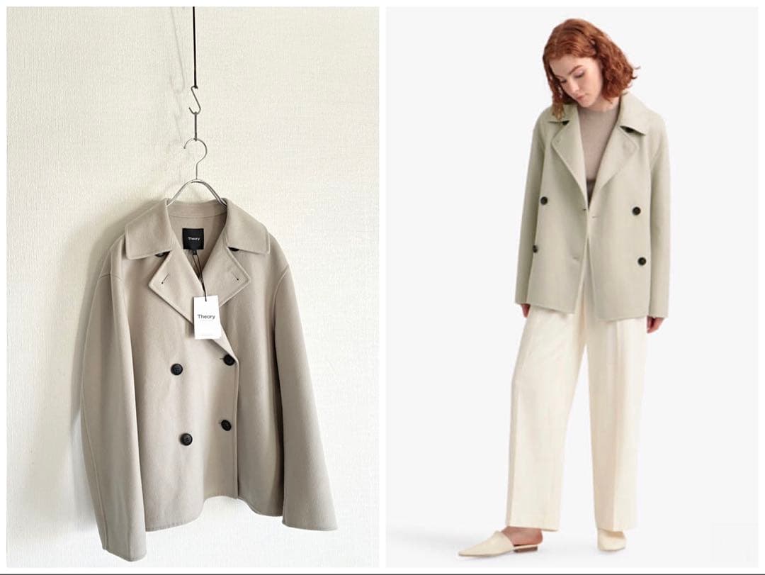 美品 タグ付 Theory ダブルフェイス ウールカシミヤ Pコート ゆったり