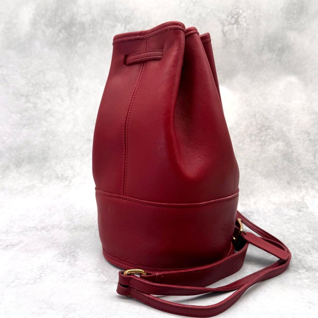 【良品】COACH オールドコーチ ショルダーバッグ 巾着 クロスボディ レッド