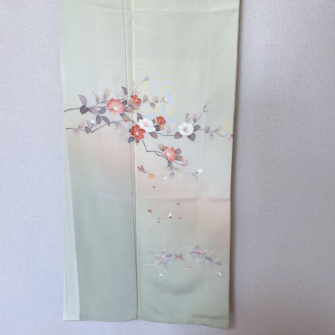 正絹　訪問着　薄緑色 結婚式　お宮参り　七五三　入学式　佐賀錦　4点セット