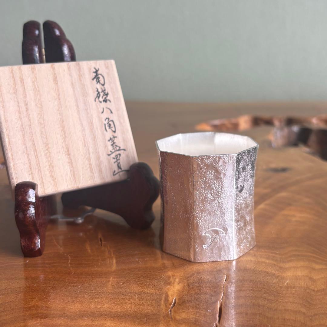 南鐐八角蓋置 竹影堂造 茶道具 共箱