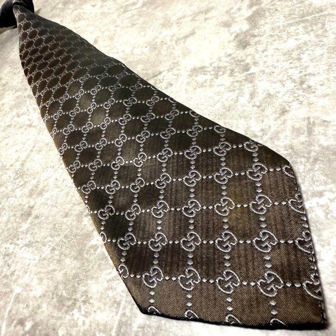 【✨極美品✨】GUCCI グッチ ネクタイ インターロッキング ブラック シルク