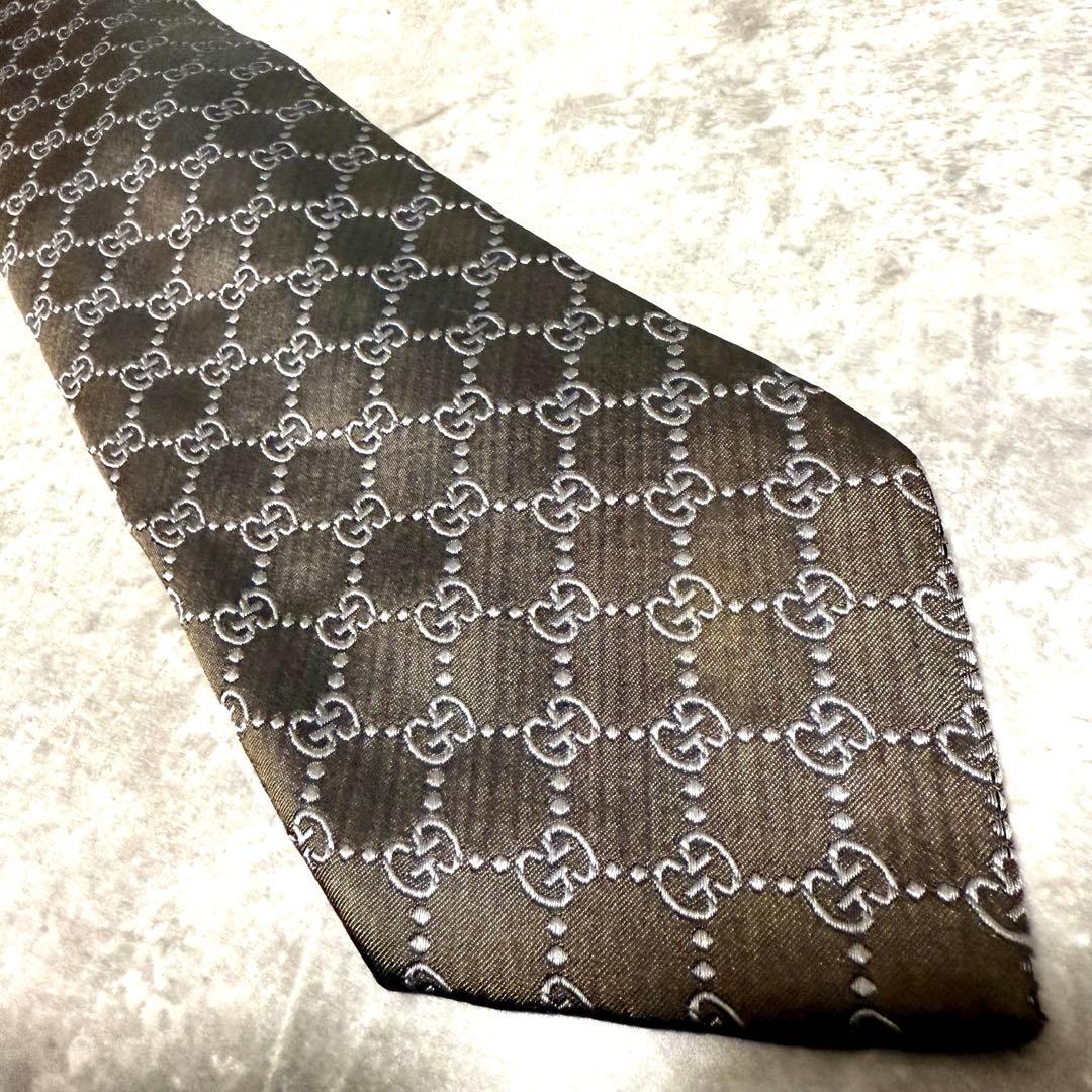 【✨極美品✨】GUCCI グッチ ネクタイ インターロッキング ブラック シルク