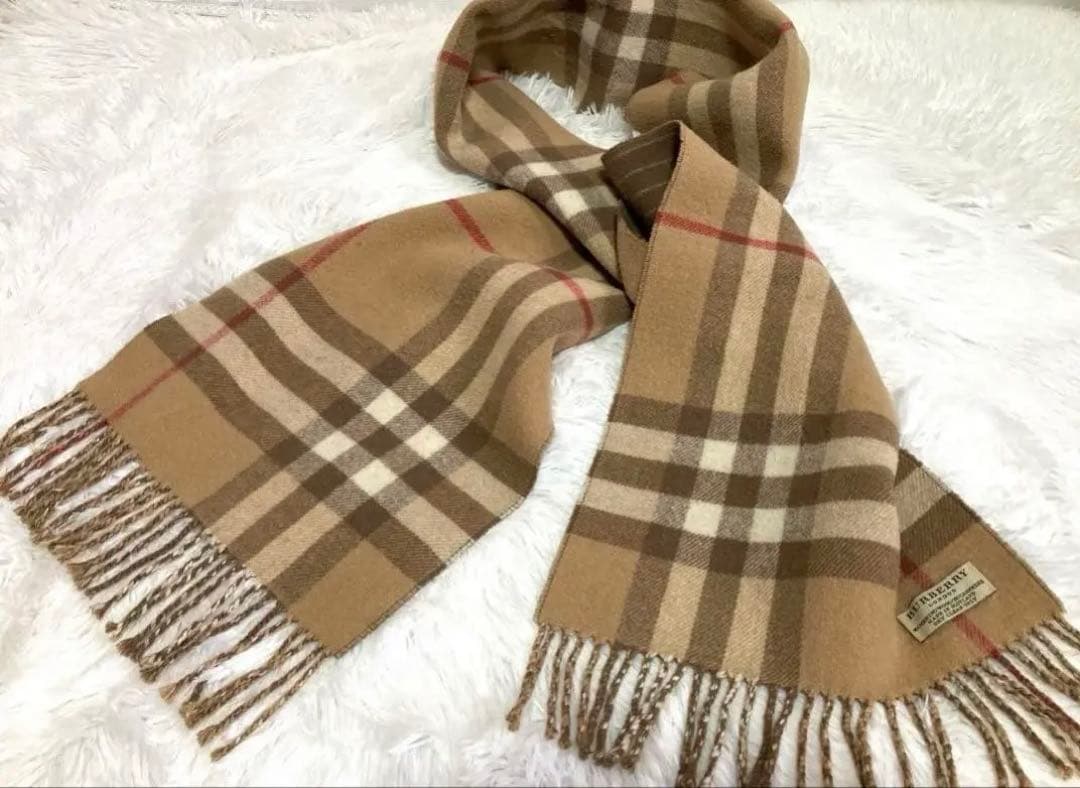 BURBERRY メガチェック カシミヤウールマフラー ベージュ定番カラー♡