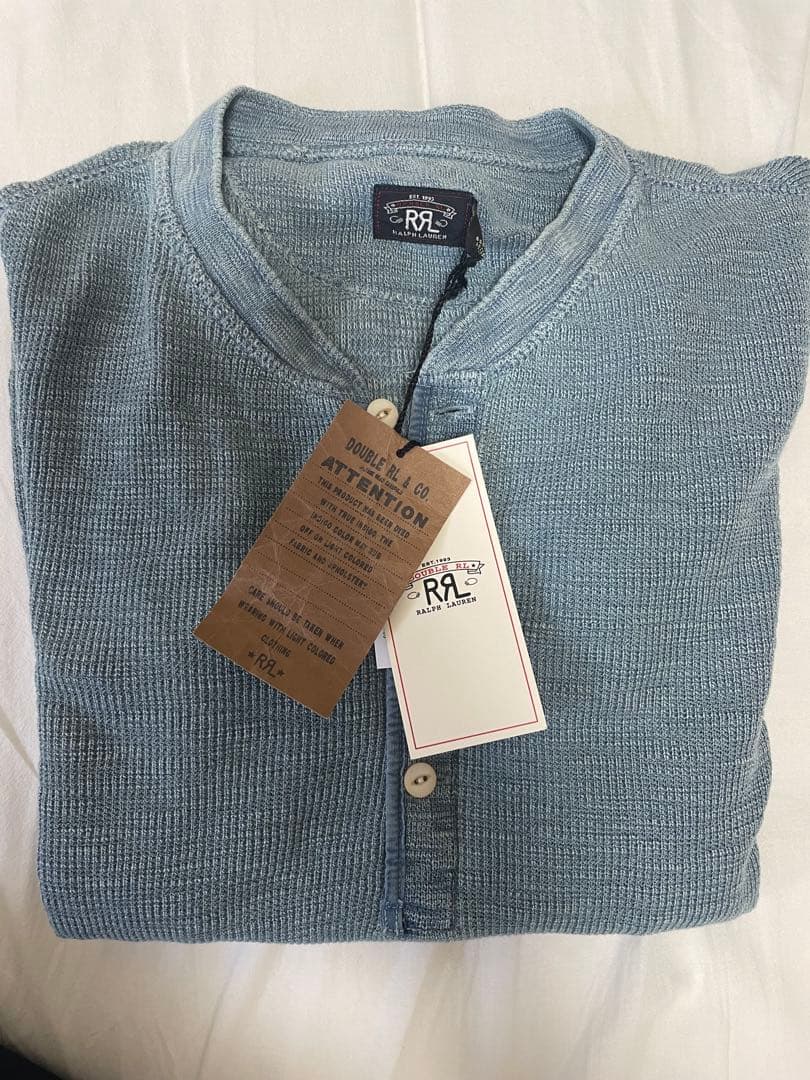 【新品】ダブルアールエル　ストレッチコットンワッフルヘンリー　ミディアムインデゴ