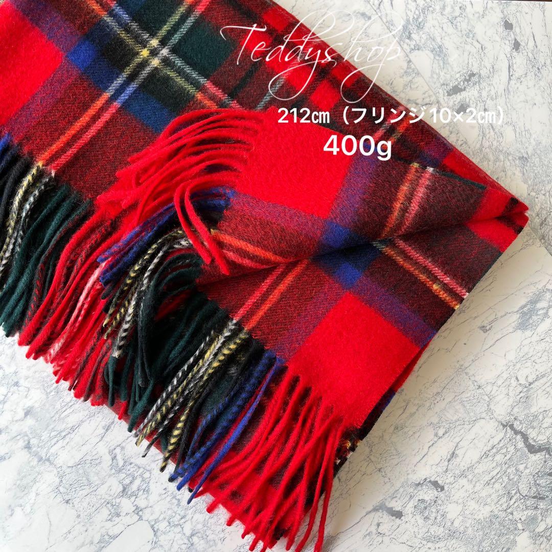 極上カシミヤ100%☆大判 ストール☆ レッドチェック