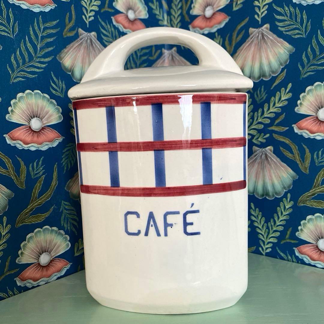 HBCM Béarn クレイユエモントロー バスク柄 陶器キャニスター【F】