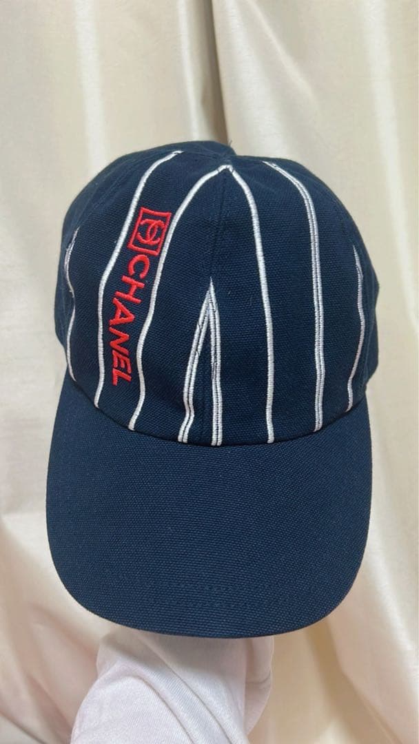 CHANEL ネイビー ストライプ キャップ