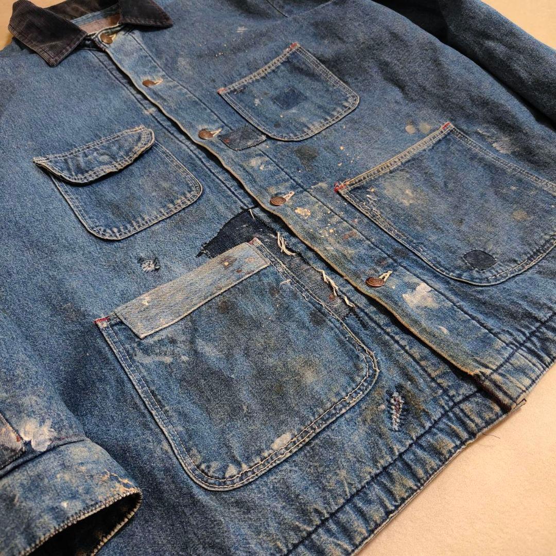 ビンテージ デニム カバーオール パッチワークリペア ブランケットライナー付