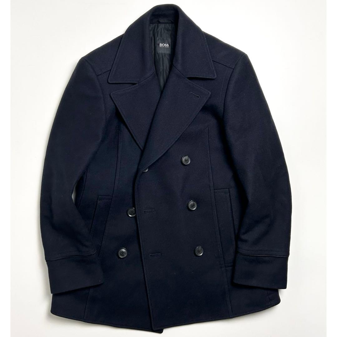 定価10万〜【美品】ヒューゴボス/バージンウールダブルブレストコート/カシミヤ混