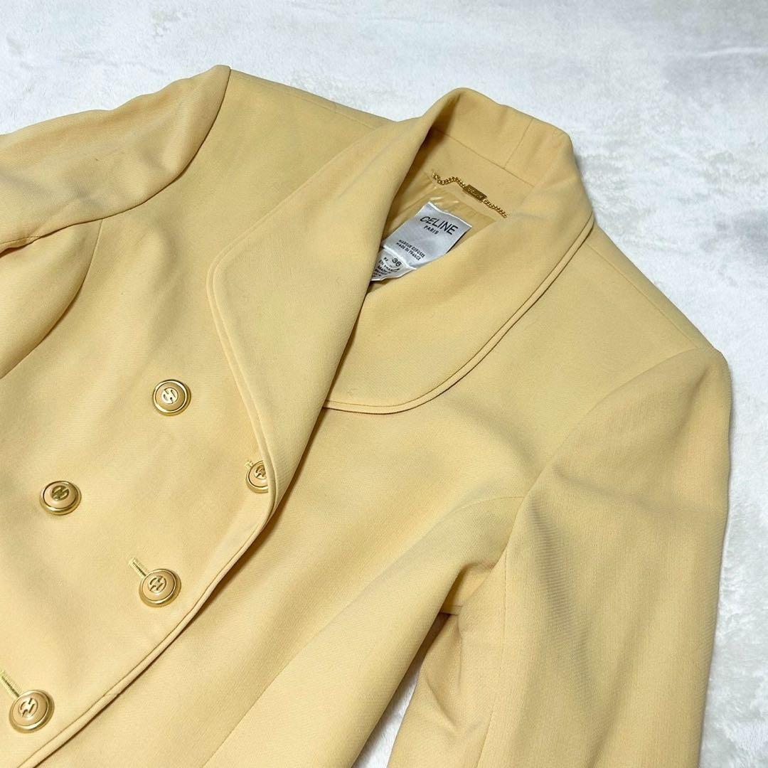 ★美品★セリーヌ　テーラードジャケット　ロング　36 金ボタン　イエロー