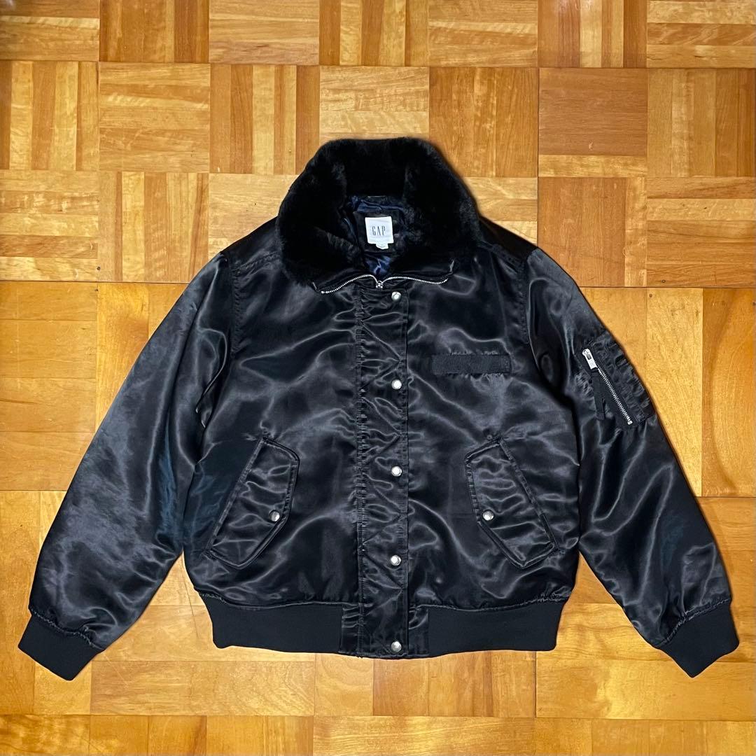 【希少】00s GAP / fur bomber jacket MA1 光沢