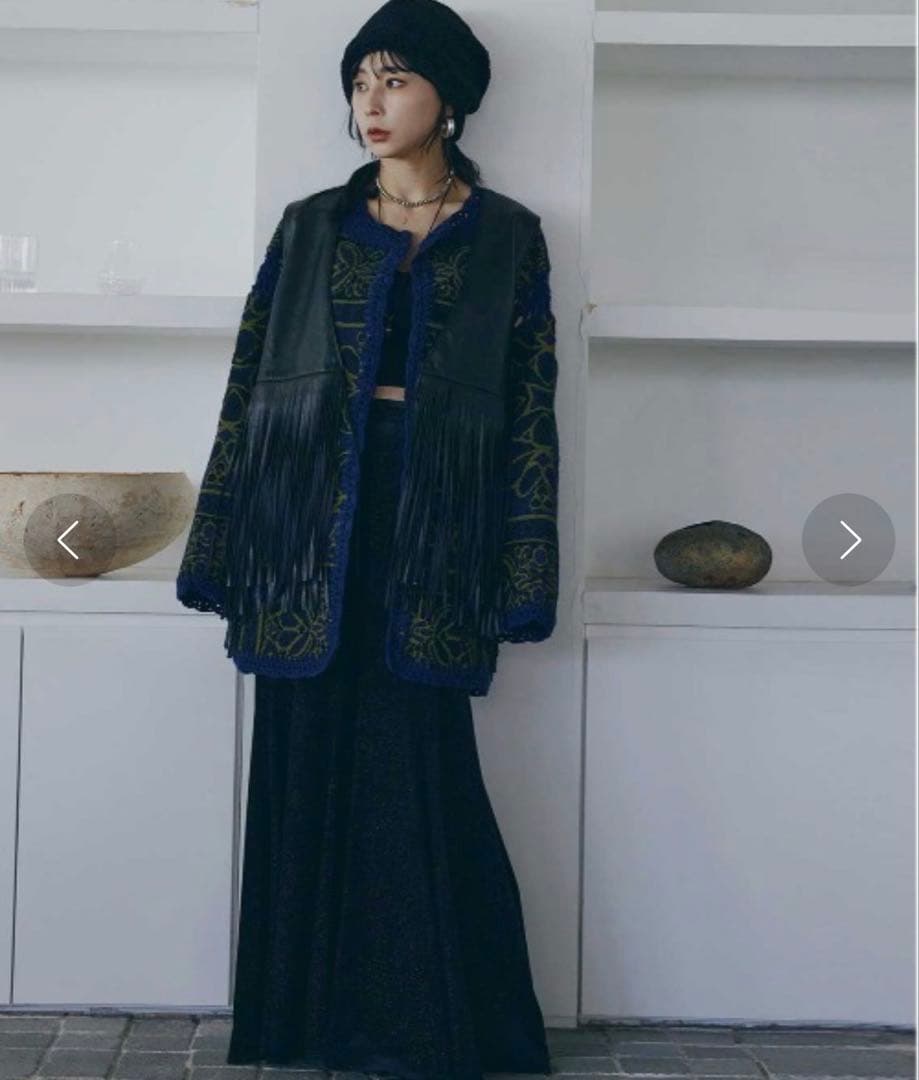 【Ameri vintage】RUG PATTERN KNIT JACKET