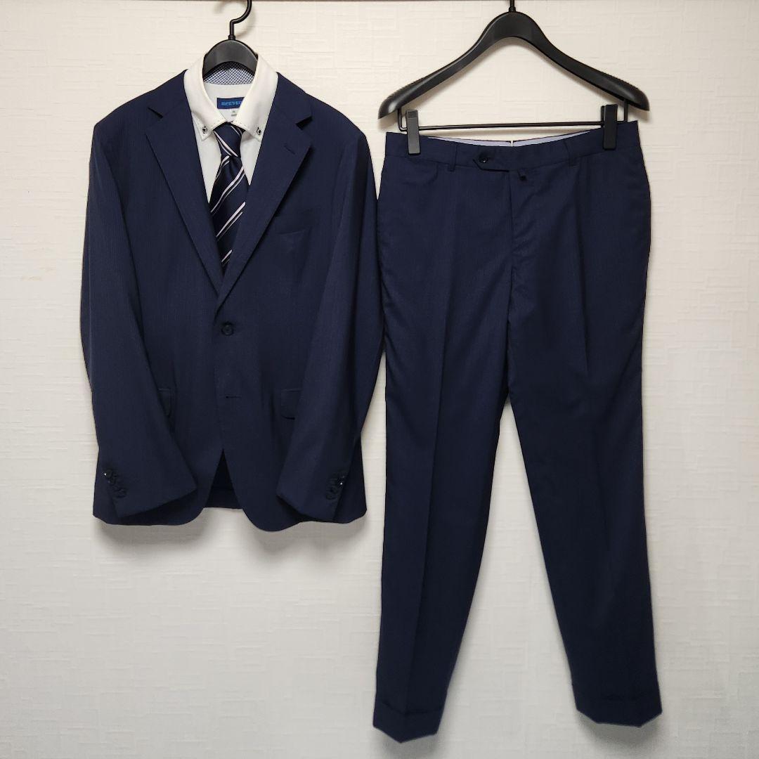トゥモローランド　ピルグリム　ロロピアーナ　メンズ　スーツ　濃紺ブルー　シルク混