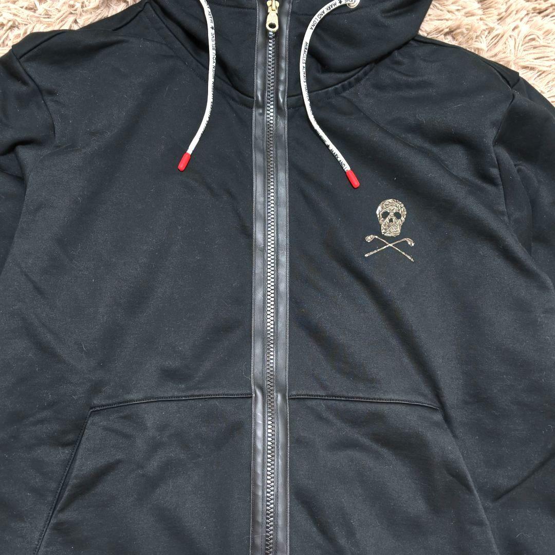 マークアンドロナ　パーカー　フード　フルジップ　スカル　ブラック　メンズ　50