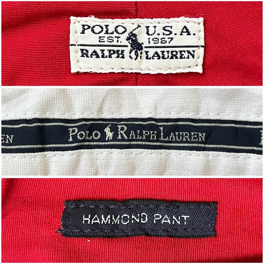 ポロ ラルフローレン W36 チノパン 90s USA製 古着 赤 19002