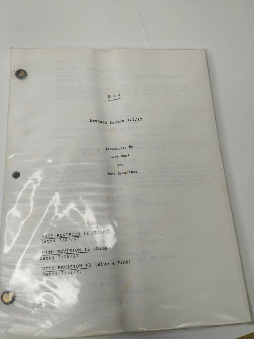 映画「BIG／ビッグ」1987年 改訂版脚本（レア）й