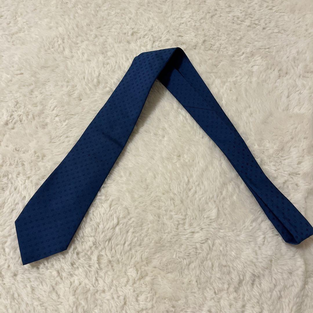 現行品! ルイヴィトン ネクタイ モノグラム ネイビー