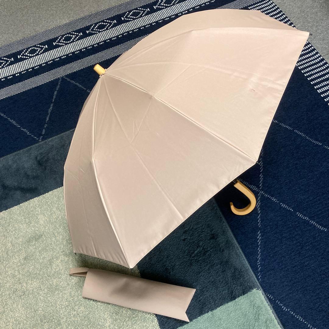 サンバリヤ100 折りたたみ日傘　　2段折り/無地　　色　ピンク　木曲がり手元