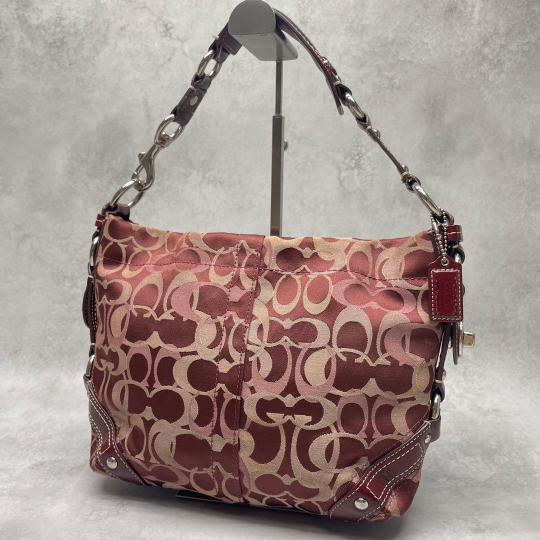 良品✨コーチ ワンショルダーバッグ キャンバス×レザー 肩掛け ターンロック