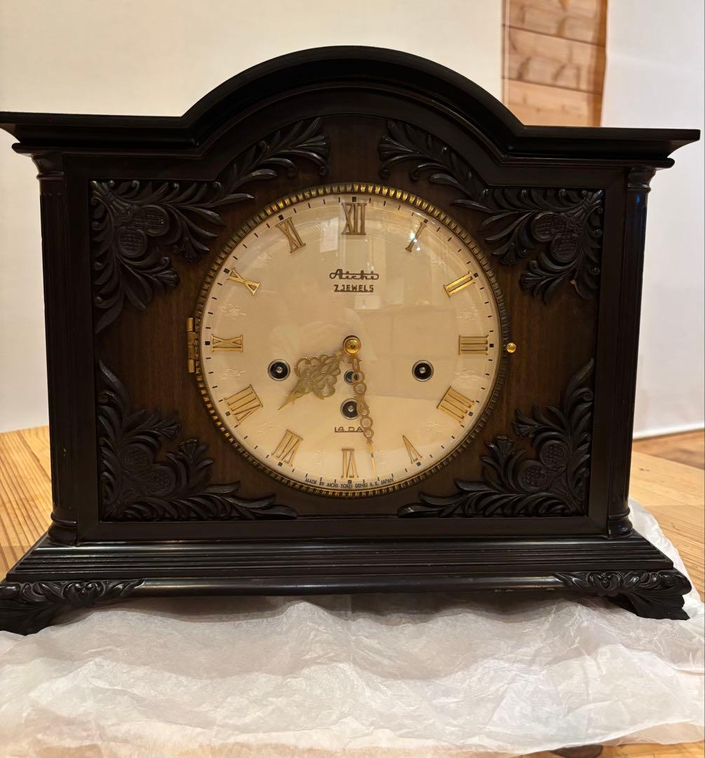 愛知時計 AICHI TOKEI ゼンマイ式 置時計 アンティーク 昭和レトロ