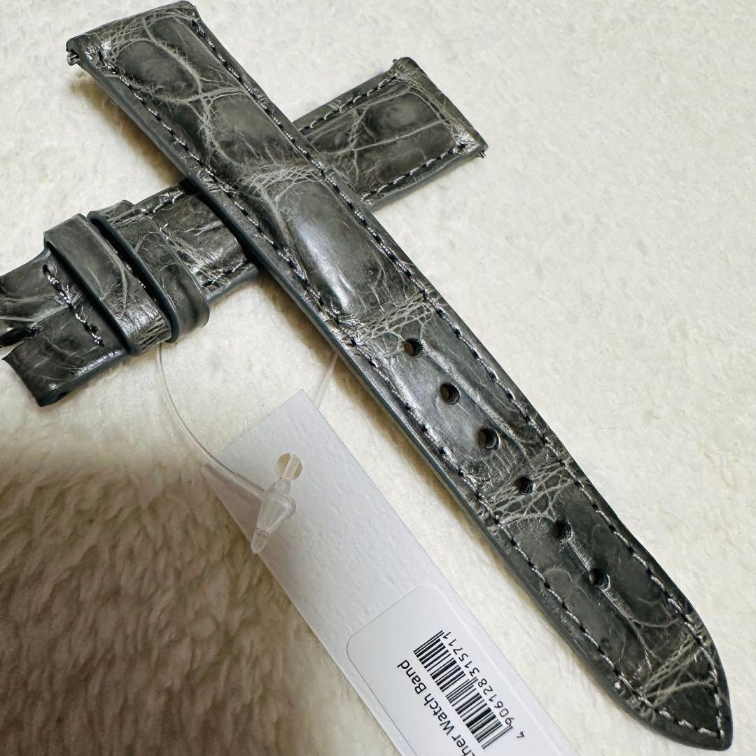 2020#19mm-16mmダークアッシュ★本物クロコダイルベルト★スイス製
