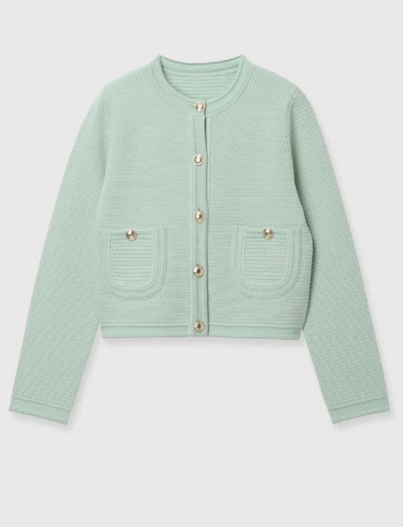 【新品】タグ付 アニュアンス anuans ノーカラー ラーベンニットジャケット