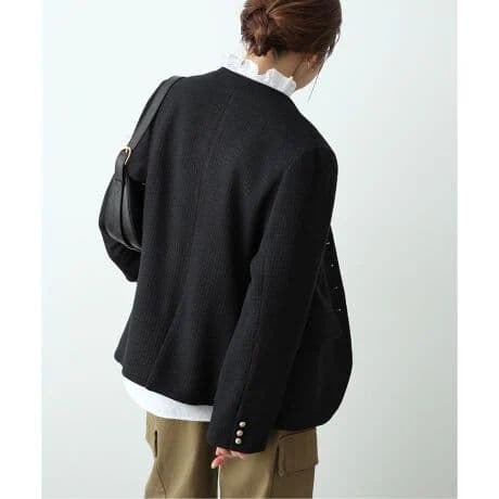 SLOBE IENA ループツイードVネック ジャケット 36 ノーカラー