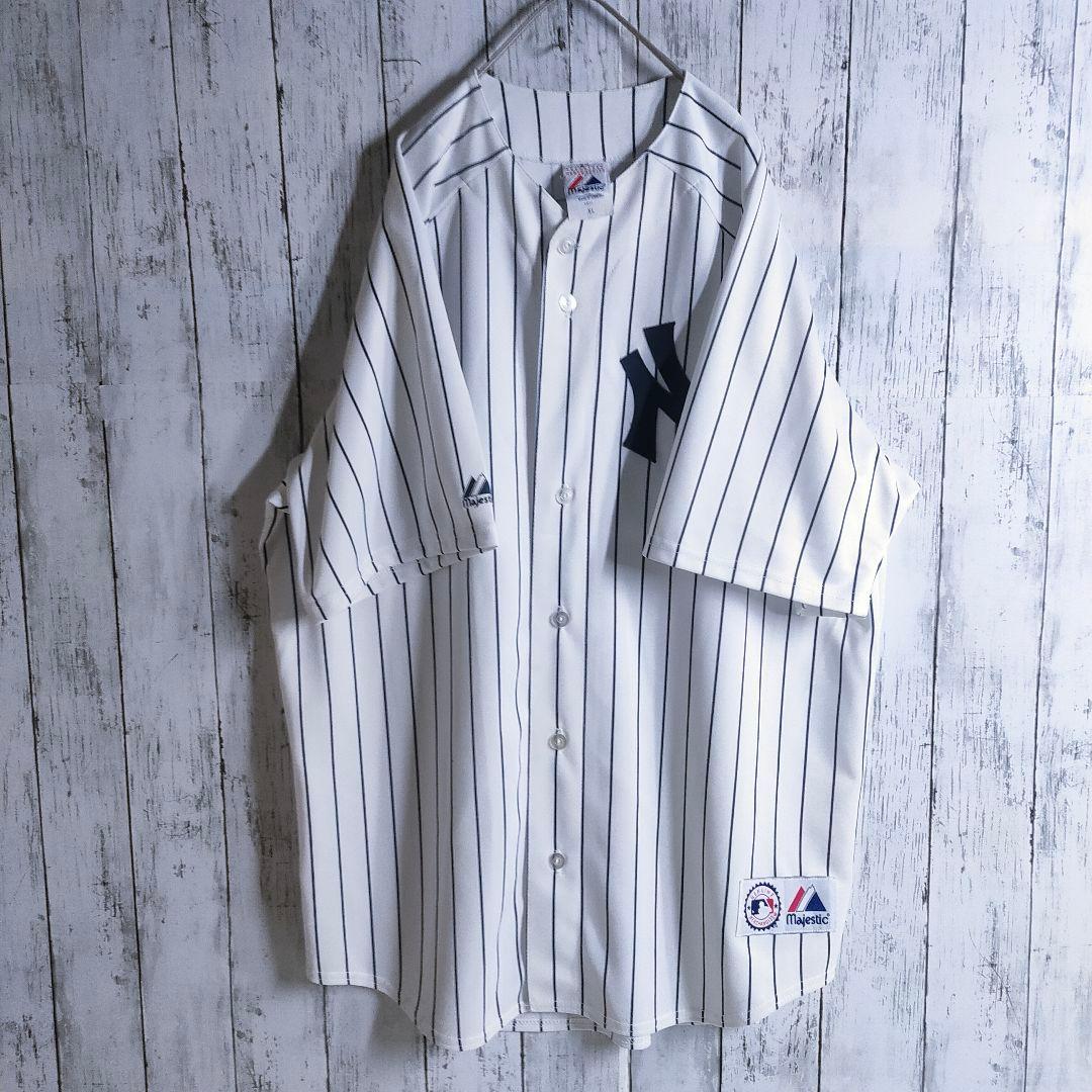 【MLB】 ニューヨーク・ヤンキース ゲームシャツ XL デレク・ジーター 白縞