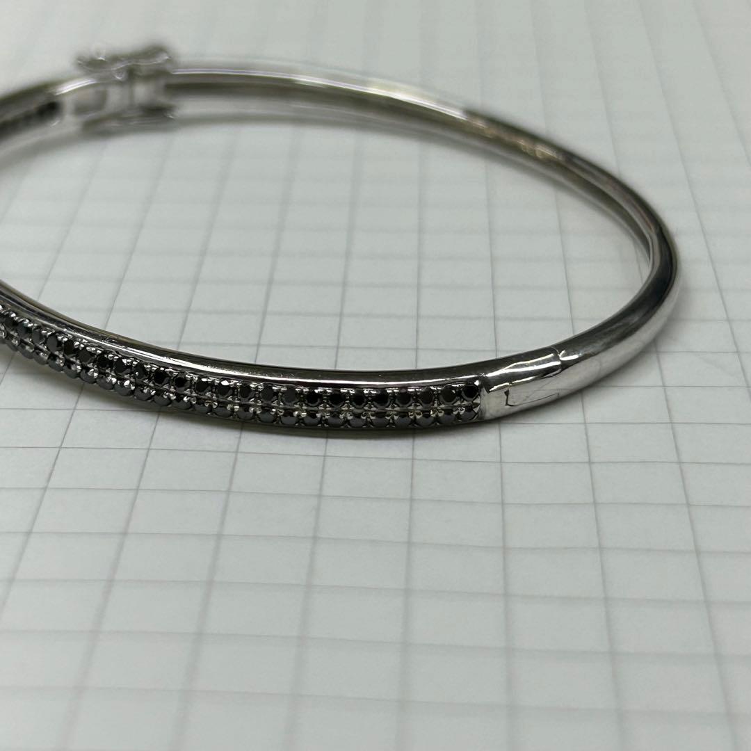18金　ホワイトゴールド　ブラックダイヤバングル　ユニセックス
