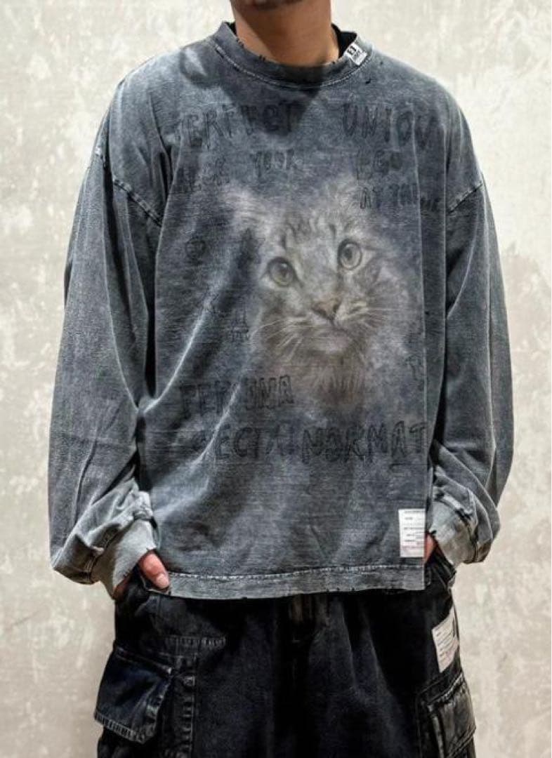 ブリーチロングスリーブカットソー　-BLEACHED LS TEE-BLACK