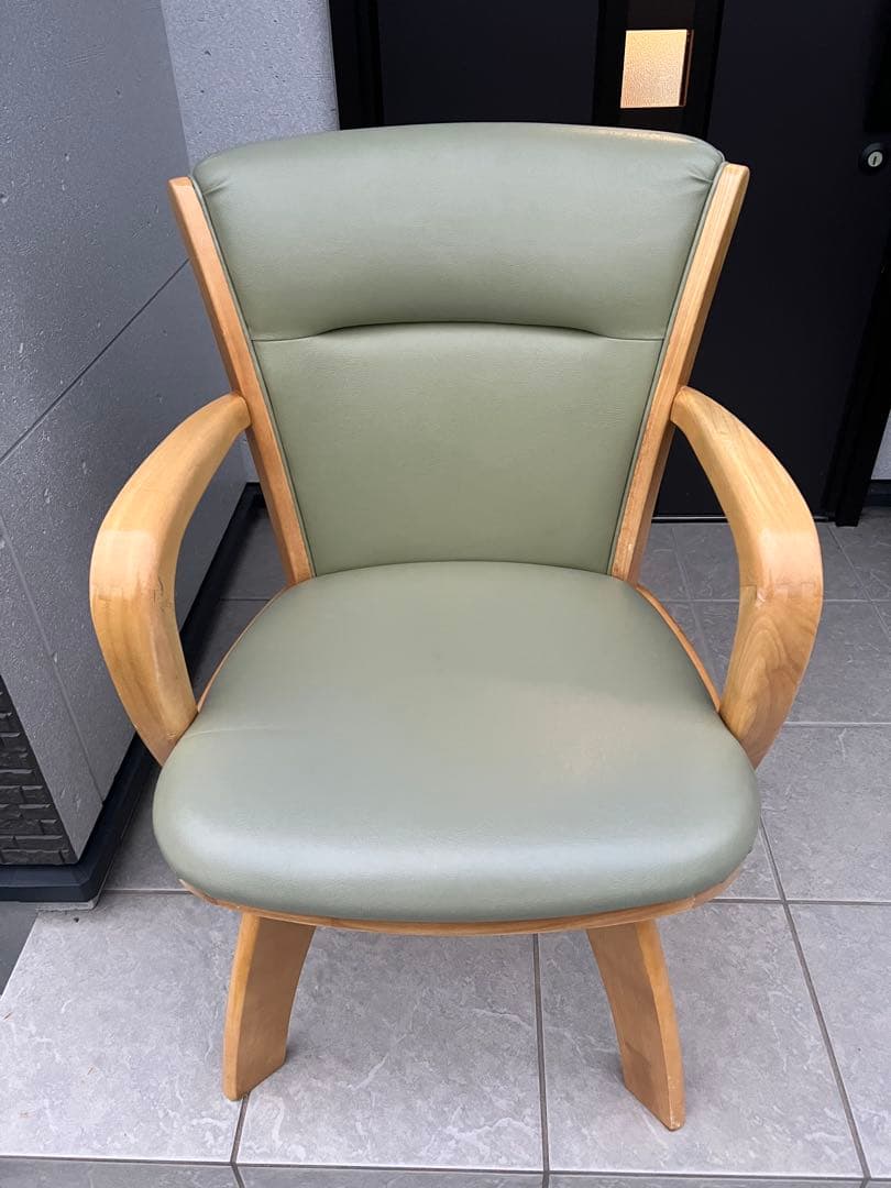 グリーン合皮回転アームチェア ダイニングチェア