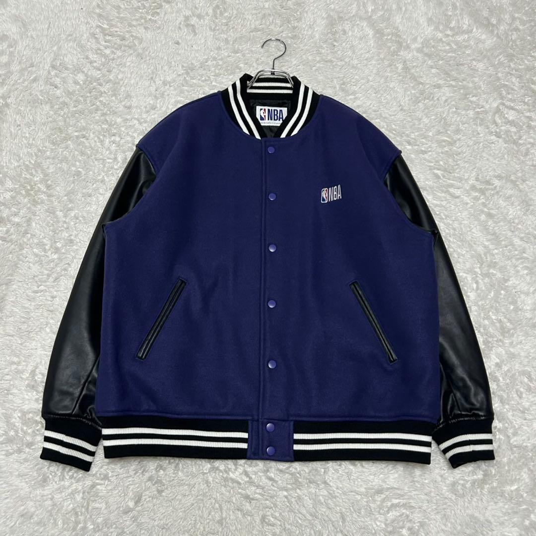 極美品 NBA ロサンゼルス レイカーズ スタジャン ウール レザー切替 XL