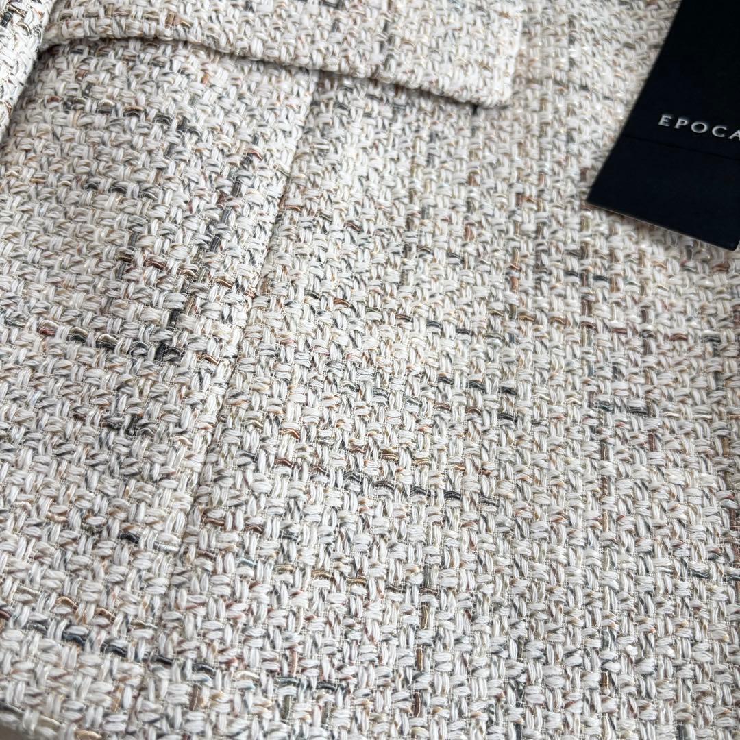 【新品タグ付き】エポカ コットン ツイード ノーカラージャケット 38 三陽商会