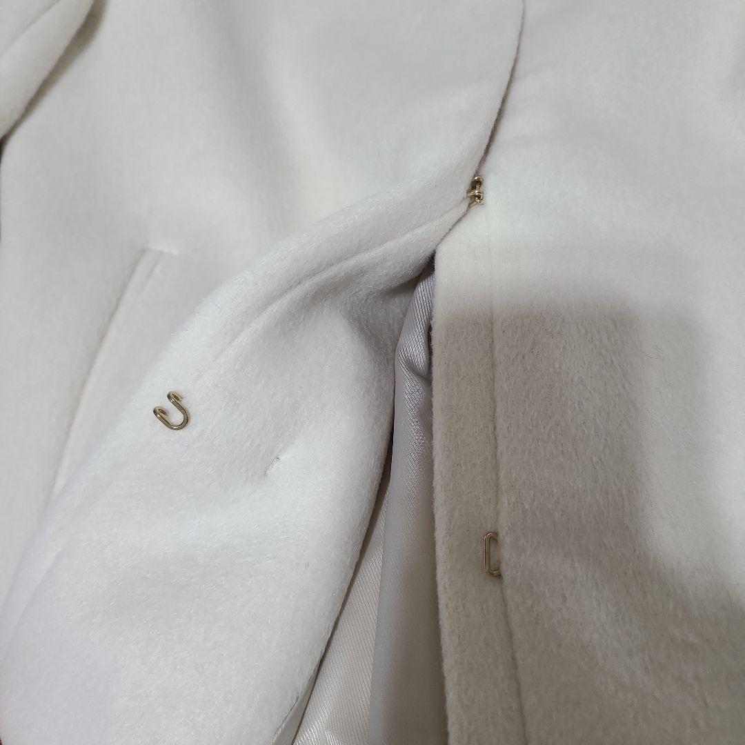 カシミヤ混ノーカラーショートコート