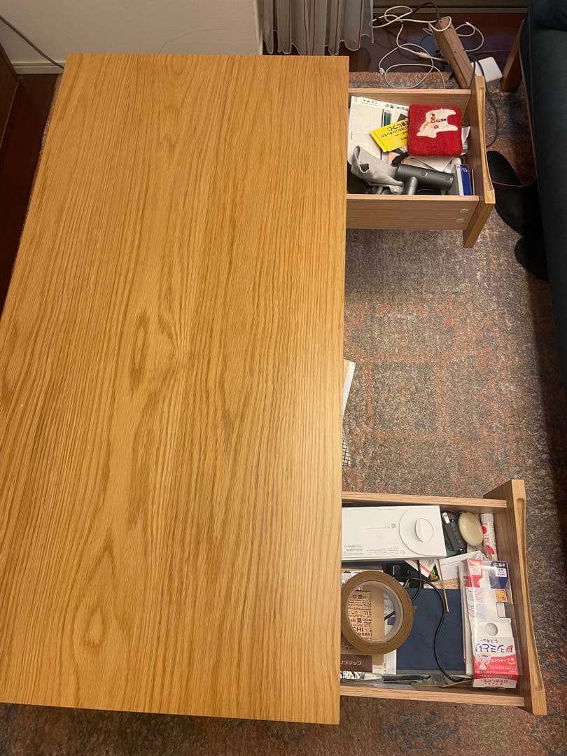 天童木工CENTRO ナチュラルウッド センターテーブル 引き出し付き