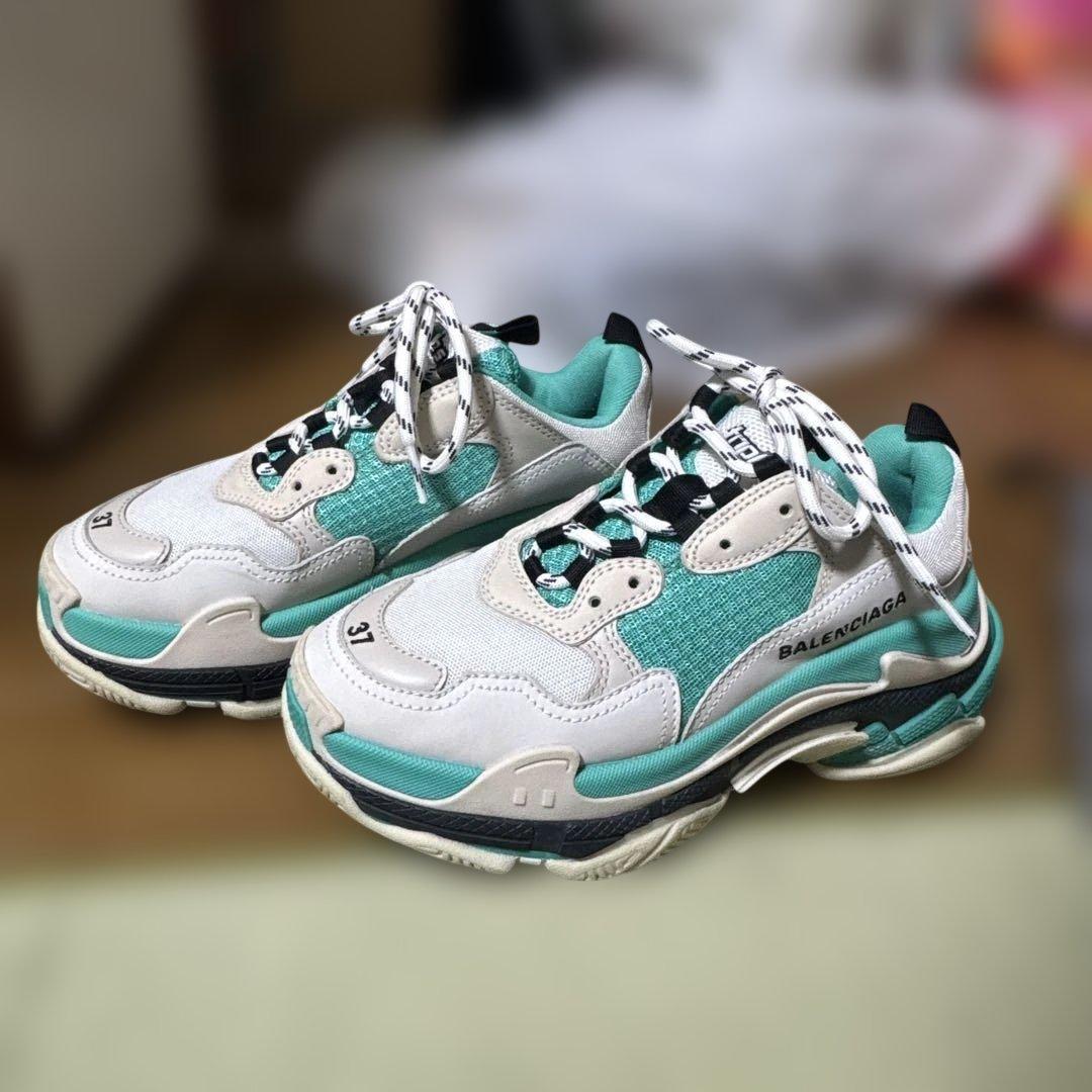 BALENCIAGA スニーカー 37 ホワイト/ターコイズ