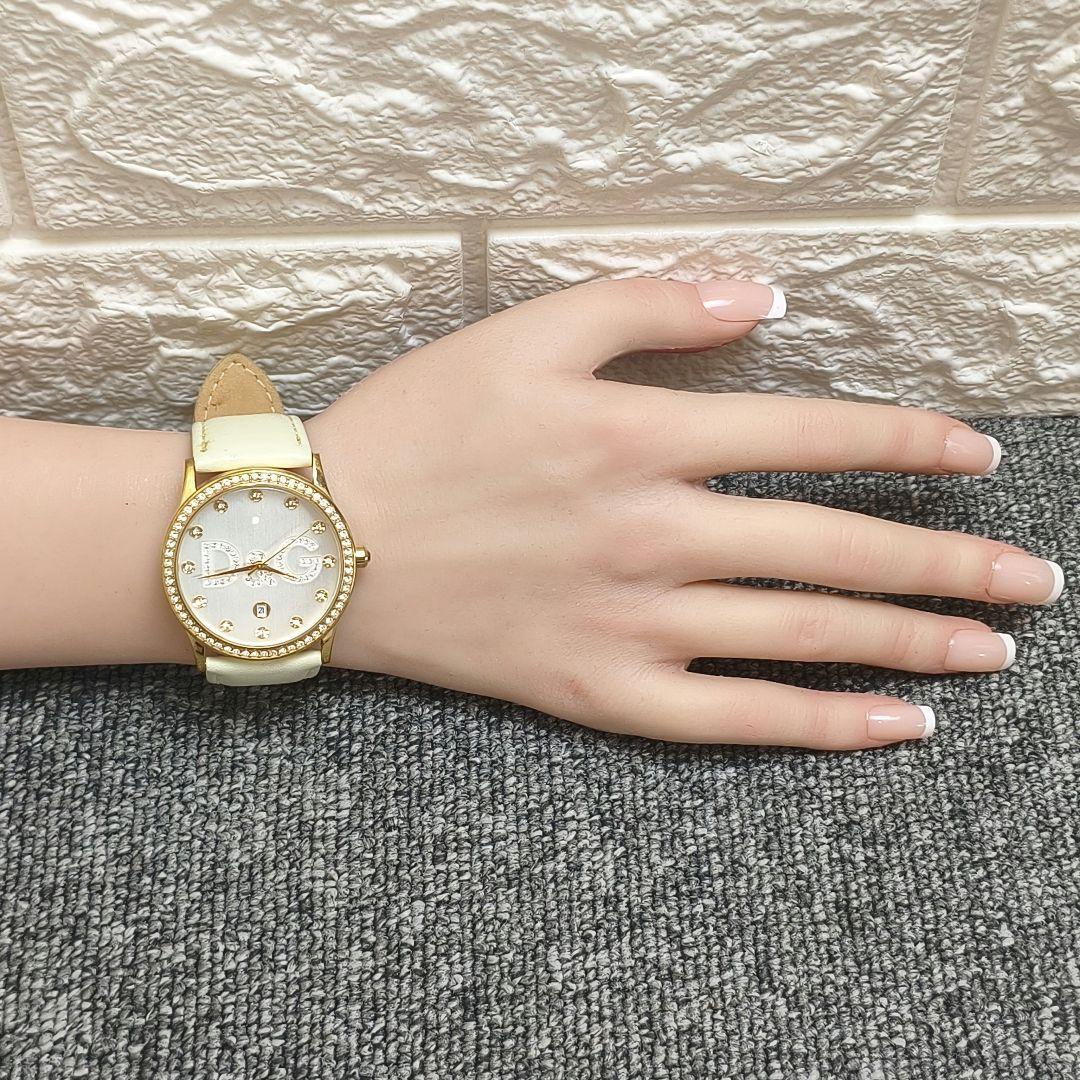 動作品 D&G TIME アナログ腕時計 ゴールド アイボリー　定価11万円