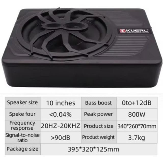 本格派重低音 10インチ 800Wサブウーファー レインボーLED 薄型ウーハー