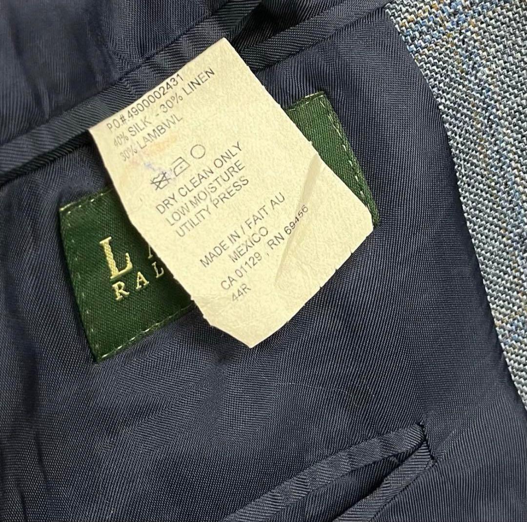 Ralph Lauren/シルクx リネン／グレンチェック/テーラードジャケット