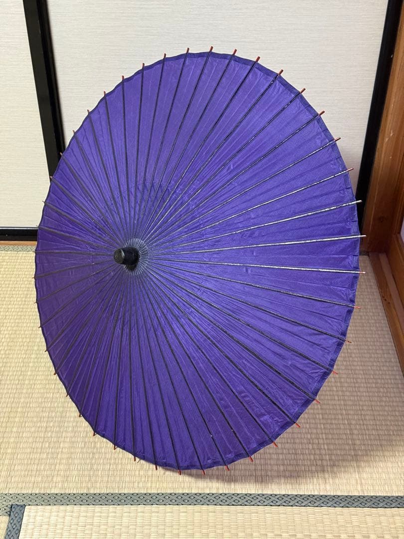 蛇の目傘　番傘　絹　シルク　紺　和傘　傘　二段継　舞踊　大衆演劇　着物　撮影
