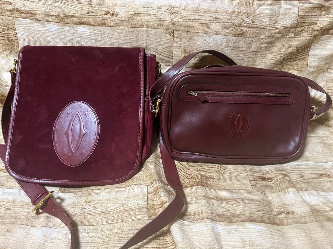正規品　カルティエ　ビンテージ　ボルドーショルダー2点まとめて 訳ありused