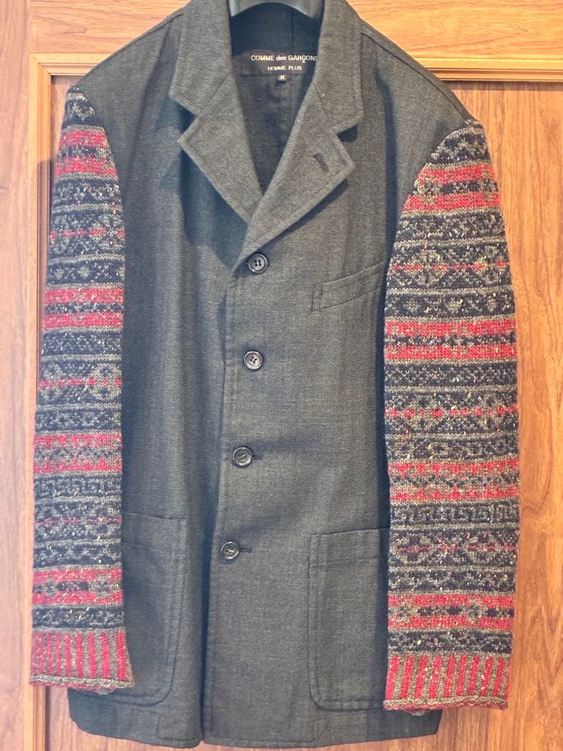 コムデギャルソン オム プリュス 袖ニット ドッキングジャケット