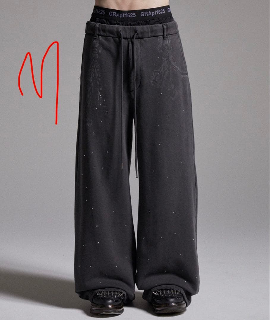 あ*し様 【GRANCY】 ラインストーンデザインレイヤードスウェットパンツ M