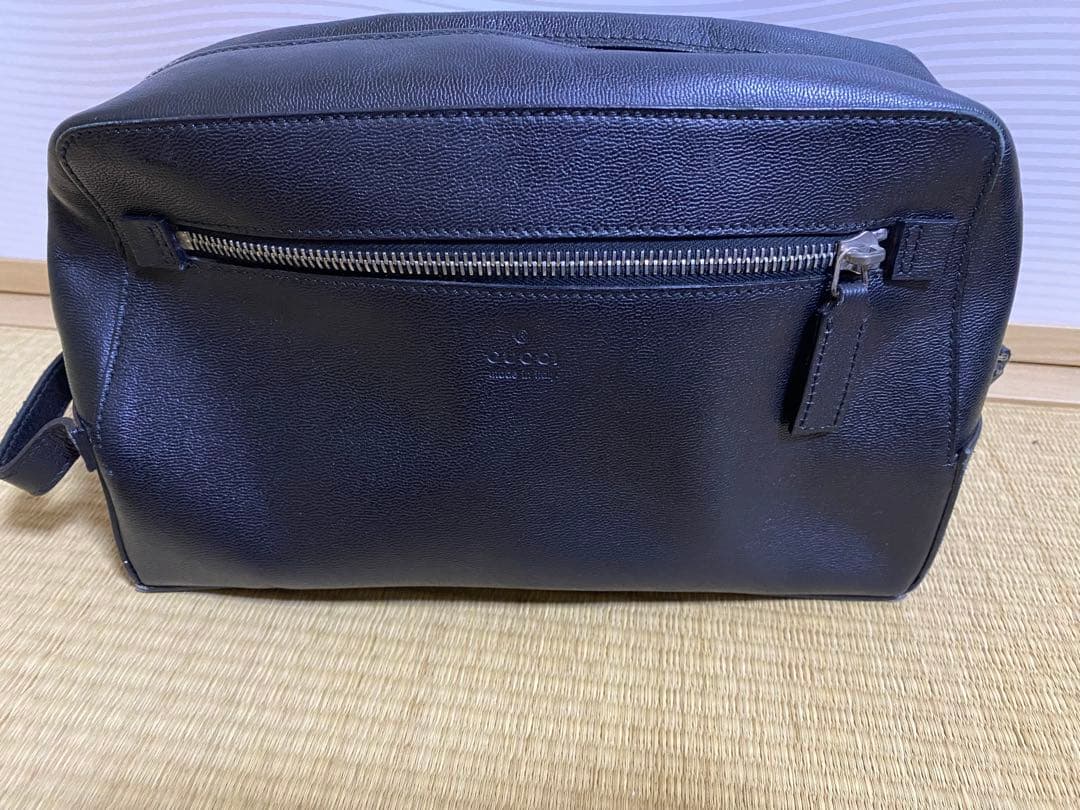 s*i様 GUCCI グッチ ブラック レザー ポーチ セカンドバッグ