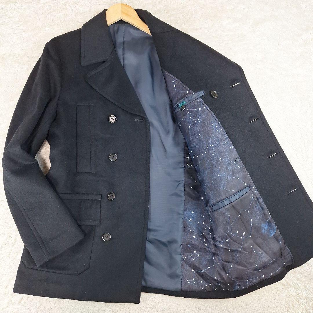 ポールスミス　ピーコート　ウール　ダブル　ブラック　黒　夜空　XL